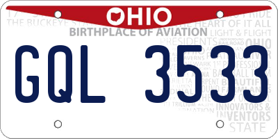 OH license plate GQL3533