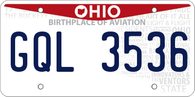 OH license plate GQL3536