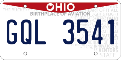 OH license plate GQL3541