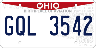 OH license plate GQL3542