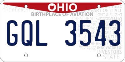OH license plate GQL3543