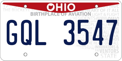 OH license plate GQL3547