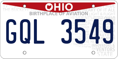 OH license plate GQL3549