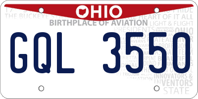 OH license plate GQL3550