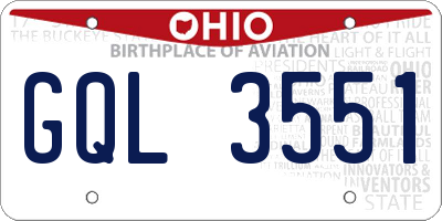 OH license plate GQL3551
