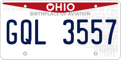 OH license plate GQL3557