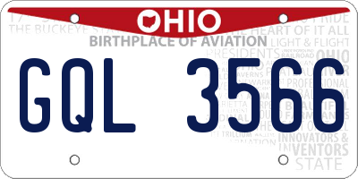 OH license plate GQL3566