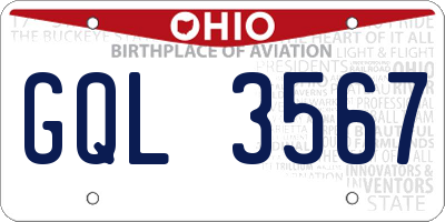 OH license plate GQL3567