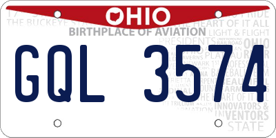 OH license plate GQL3574