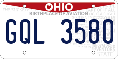 OH license plate GQL3580