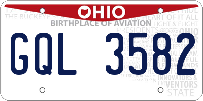 OH license plate GQL3582