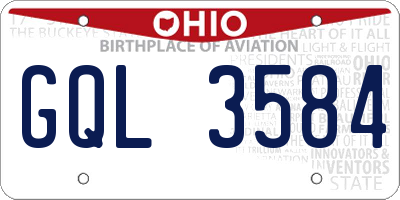 OH license plate GQL3584