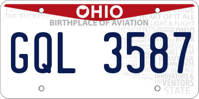 OH license plate GQL3587