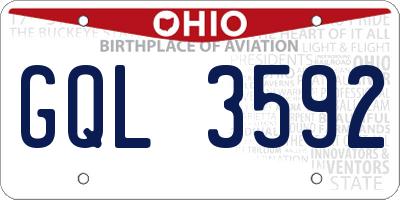 OH license plate GQL3592