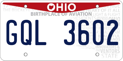 OH license plate GQL3602