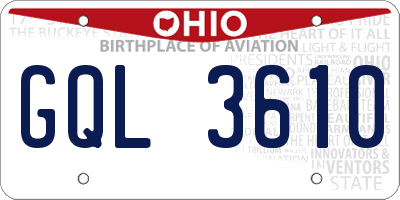 OH license plate GQL3610