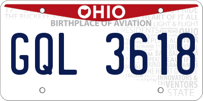 OH license plate GQL3618