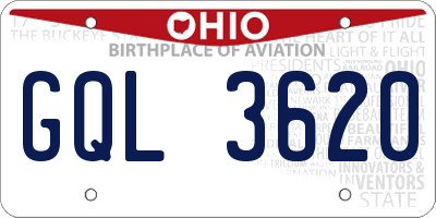 OH license plate GQL3620