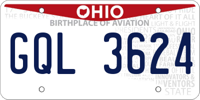 OH license plate GQL3624