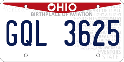 OH license plate GQL3625