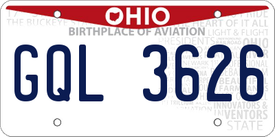 OH license plate GQL3626