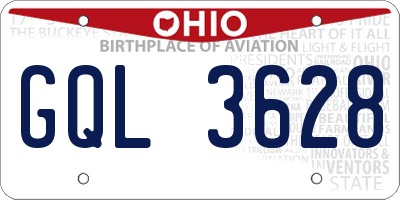 OH license plate GQL3628