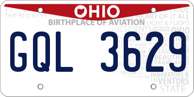 OH license plate GQL3629