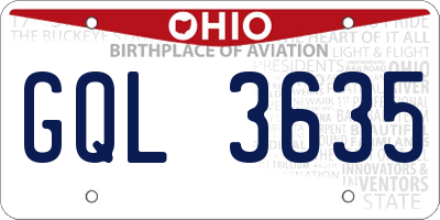 OH license plate GQL3635