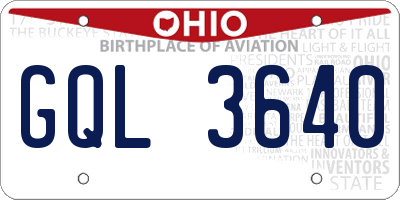 OH license plate GQL3640