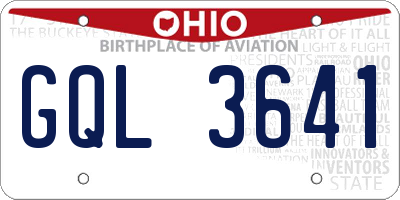 OH license plate GQL3641