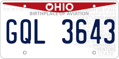 OH license plate GQL3643