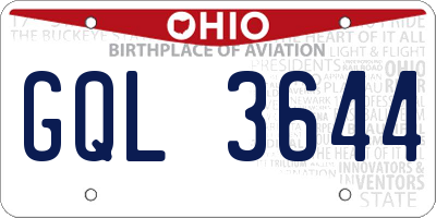 OH license plate GQL3644