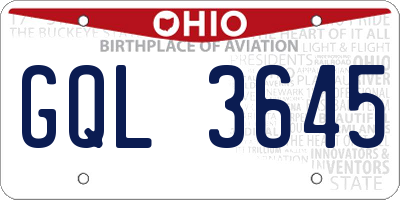 OH license plate GQL3645