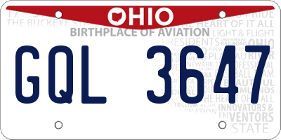 OH license plate GQL3647