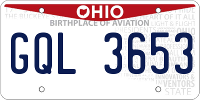 OH license plate GQL3653