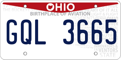 OH license plate GQL3665