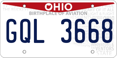 OH license plate GQL3668