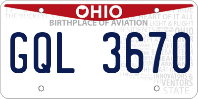 OH license plate GQL3670