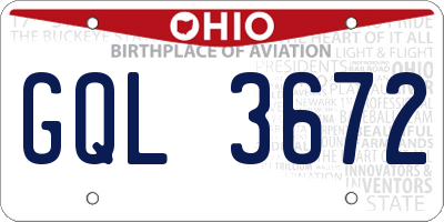 OH license plate GQL3672