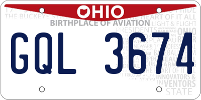 OH license plate GQL3674
