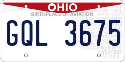 OH license plate GQL3675