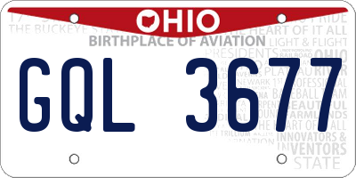 OH license plate GQL3677