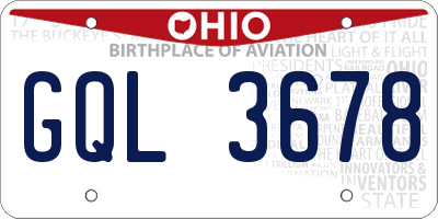 OH license plate GQL3678