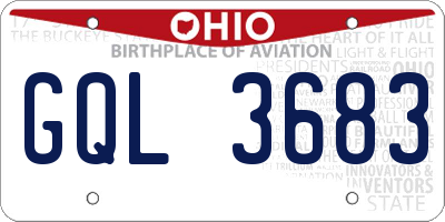 OH license plate GQL3683