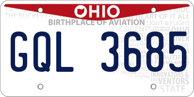 OH license plate GQL3685