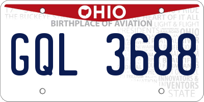 OH license plate GQL3688