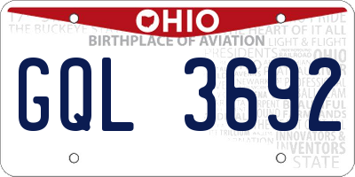 OH license plate GQL3692