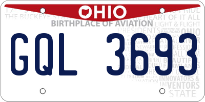 OH license plate GQL3693