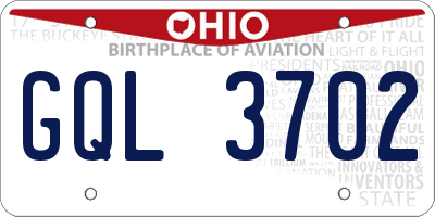 OH license plate GQL3702