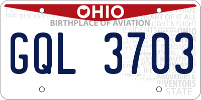 OH license plate GQL3703